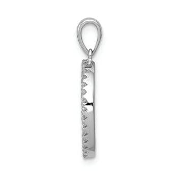 Rhodium Over 14K White Gold Diamond Letter O Initial Pendant