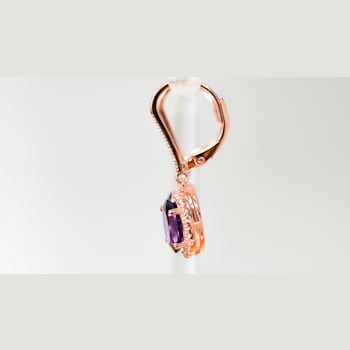 Amethyst and CZ 2.98 Ctw Oval 18K Rose Gold Over Sterling Silver Drop
Earrings Jewelry.