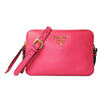 Prada Peonia Pink Vitello Phenix Leather Double Zip Crossbody