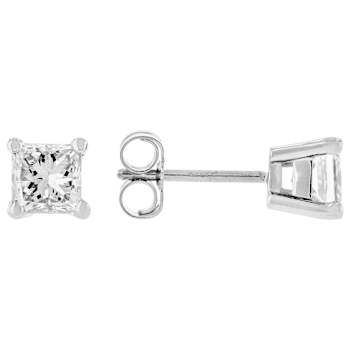 Lab-Grown Diamond Princess-Cut Stud Earrings In 14K White Gold 1.00ctw