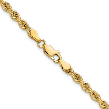 14k Yellow Gold 3.3mm Solid Rope 30 Inch Chain