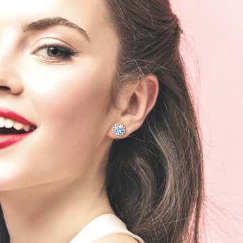 4.75ctw Sky Blue Topaz Halo Earrings in Sterling Silver