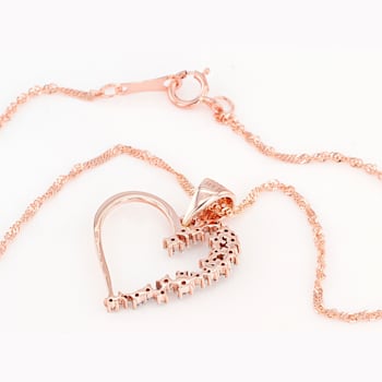 White Lab-Grown Diamond 14k Rose Gold Heart Pedant With 18"
Singapore Chain 0.19ctw