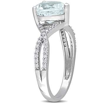 Aquamarine and Diamond 14K White Gold Infinity Ring 1.7ctw