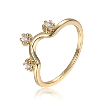 Round White Sapphire 14K Yellow Gold Over Sterling Silver Ring Guard, 0.10ctw