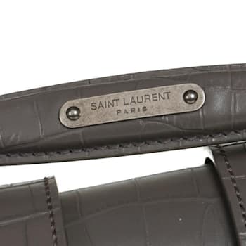 Saint Laurent Charlotte Crocodile Embossed Leather Grey Crossbody Bag