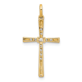 10k Yellow Gold 0.10 cttw Diamond Cross Pendant