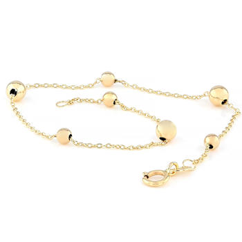 Dainty Gold Bead Station Bracelet In Solid 14K Yellow Gold