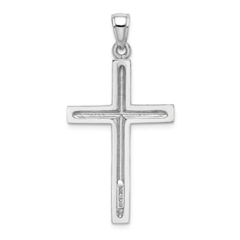 Rhodium Over 14K White Gold Polished Cross Pendant