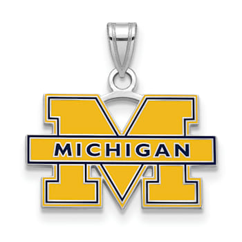 Sterling Silver Rhodium-plated LogoArt University of Michigan Small
Enamel Pendant