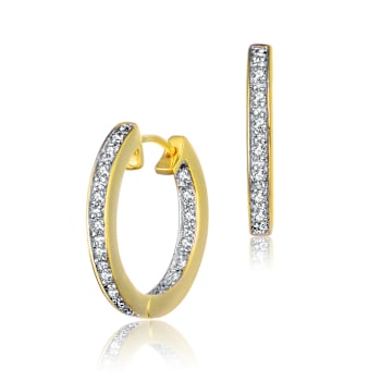CZ Inside-Out Huggie Earrings In 14K Gold Over Sterling Silver