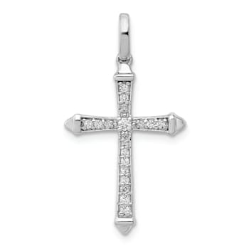 Rhodium Over 14K White Gold 1/10ct. Diamond Cross Pendant
