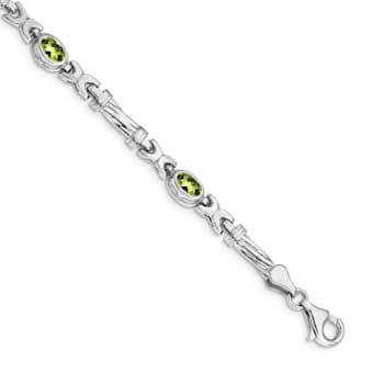 Rhodium Over 14k White Gold Peridot Bracelet