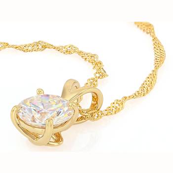 Diamond Simulant Solitaire Pendant Necklace In 18K Gold Over Sterling
Silver 3.00ct