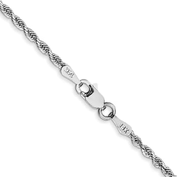 Rhodium Over 14k White Gold 2mm Solid Diamond-cut Quadruple Rope 30 Inch Chain