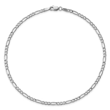 Rhodium Over 14k White Gold 2.5mm Figaro Link Bracelet, 8 Inches