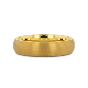 MILLER Gold Plated Tungsten Domed Ring with Brushed Finish 6mm