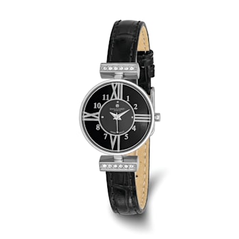 Ladies Charles Hubert Stainless Steel Black Dial Watch