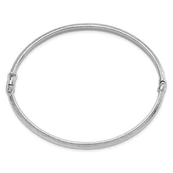 Rhodium Over 14K White Gold Diamond-cut and Laser-cut Fancy Hinged
Bangle Bracelet