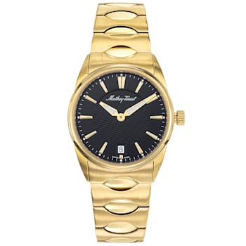 Mathey Tissot Women's Classic Black Dial, Yellow Stainless Steel Watch