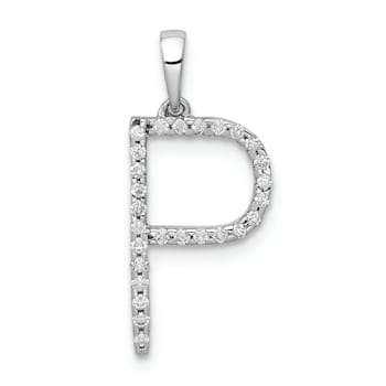Rhodium Over 14K White Gold Diamond Letter P Initial Pendant