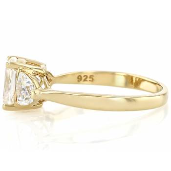 Diamond Simulant Elongated Band Ring In 18K Gold Over Sterling Silver 3.26ctw