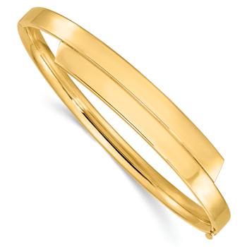 14k Yellow Gold Polished Overlap Hinged Bangle