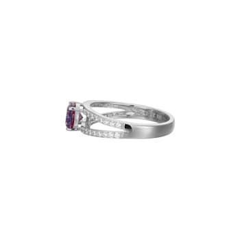 Lab Created Sapphire And White Cubic Zirconia Platinum Over Sterling
Silver Ring 1.66ctw
