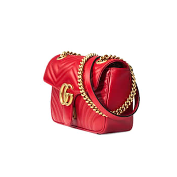 Gucci Small GG Marmont in Red Camera Bag with Flap Closure Handbag