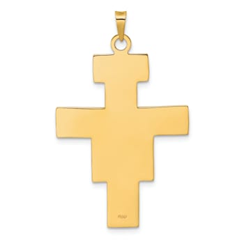 14k Yellow Gold and 14k White Gold Solid Polished Fancy Cross Pendant