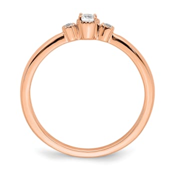 14K Rose Gold Petite Beaded Edge Round Diamond Ring 0.1ctw