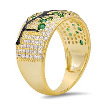 Green And White Cubic Zirconia With Black Enamel 14k YG Over Silver Tree
Of Life Ring 1.05ctw