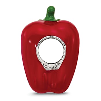 Sterling Silver Enamel Red Bell Pepper Bead