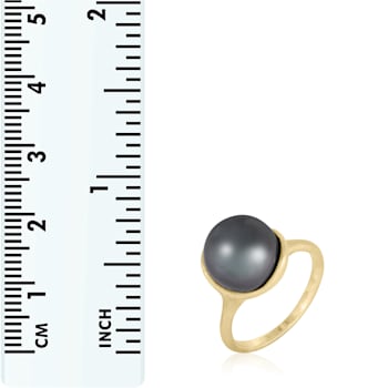 10mm Black Cultured Tahitian Pearl 14K Yellow Gold Ring