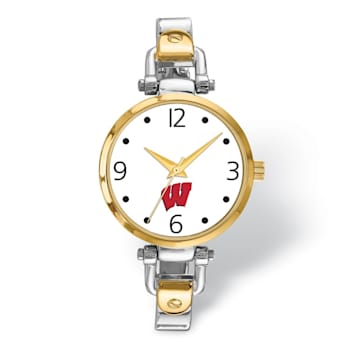 LogoArt University of Wisconsin Elegant Ladies Two-tone Watch