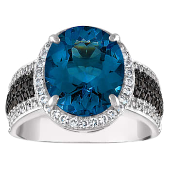 ▽らび▽▲ブルートパーズ・メレダイヤのリング▲シルバー925▼プラチナ仕上げ Shop Blue Topaz Rings