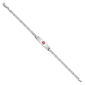 Rhodium Over 14k White Gold Medical Soft Diamond Shape Red Enamel
Mariner Link ID Bracelet