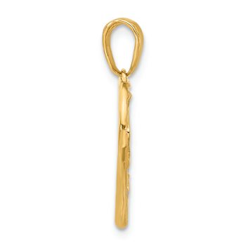 14k Two-tone Gold Diamond-Cut Mother and Child Hands in Heart Pendant