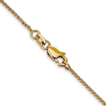 14k Yellow Gold 1mm Solid Diamond Cut Wheat Chain 16"