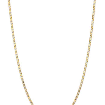 14k Yellow Gold 3mm Solid Open Concave Curb 24 Inch Chain