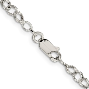 Sterling Silver 4.55mm Fancy Patterned Rolo Chain Necklace