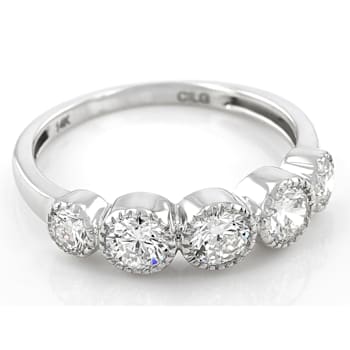 Lab-Grown Diamond Milgrain Bezel Set Band Ring In 14K White Gold 1.00ctw