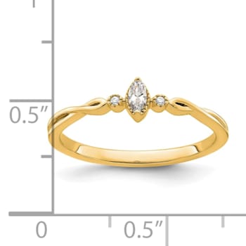 14K Yellow Gold Petite Beaded Edge Marquise Diamond Ring 0.09ctw