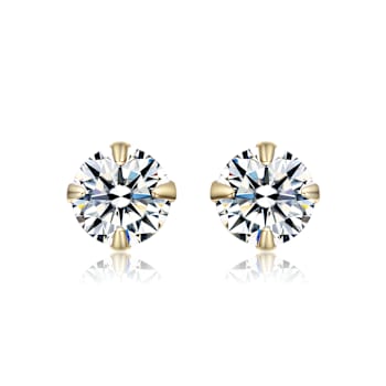 CZ Stud Earrings In 14K Gold Over Brass