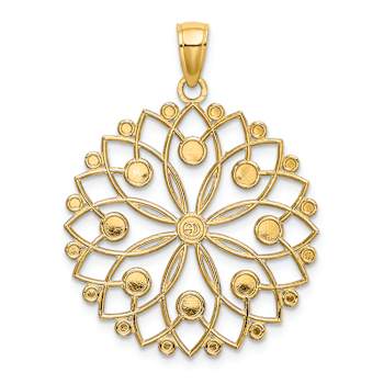 14k Two-tone Gold Diamond-Cut Flower Pendant