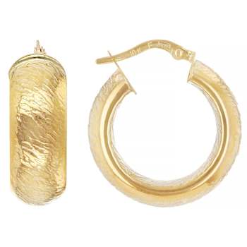 Classic Diamond-Cut Wide Hoop Earrings In 10K Gold