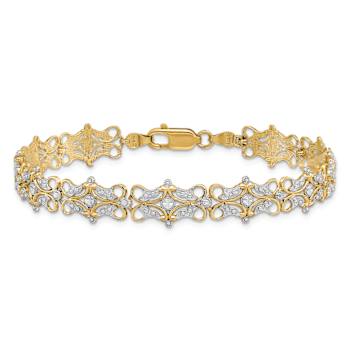 14K Two-tone Gold Diamond-Cut Fancy Bracelet
