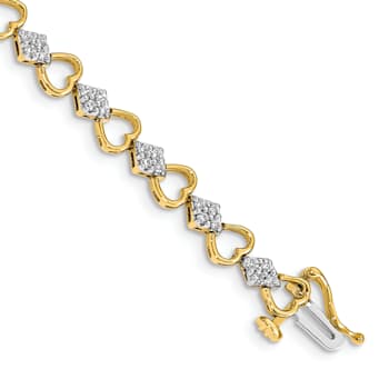 14k Yellow Gold and 14k White Gold with Rhodium over 14k Yellow Gold
Diamond Heart Link Bracelet