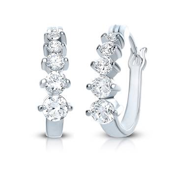 CZ Inside-Out Hoop Earrings In Sterling Silver