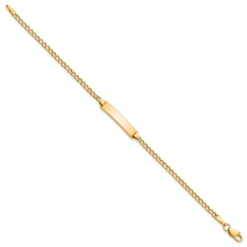 14k Yellow Gold Children's Polished Cuban Link ID Bracelet